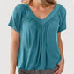 ⏳ Limited time 50% off! 💥Women's Casual Pleated V-Neck Short-Sleeve Top（The more you buy, the higher the discount）