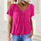 ⏳ Limited time 50% off! 💥Women's Casual Pleated V-Neck Short-Sleeve Top（The more you buy, the higher the discount）