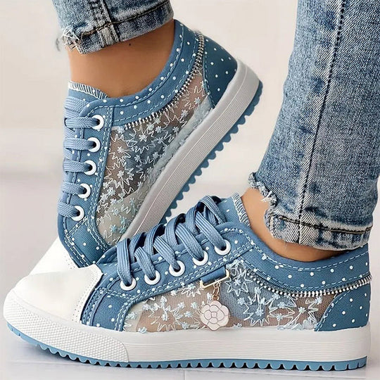 🎉Hot Sale 50% RABAT🎉Dame casual flade runde tå snøresko med lav top
