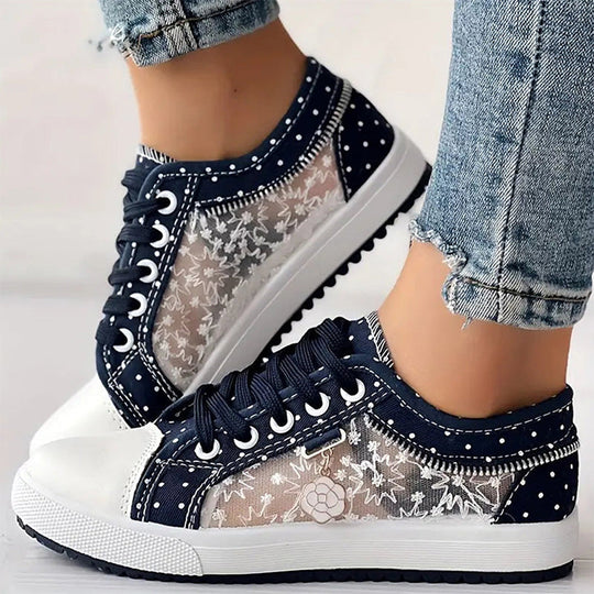 🎉Hot Sale 50% RABAT🎉Dame casual flade runde tå snøresko med lav top