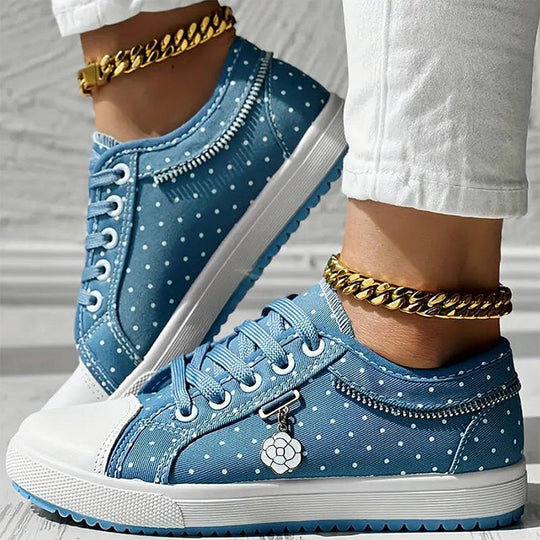 🎉Hot Sale 50% RABAT🎉Dame casual flade runde tå snøresko med lav top