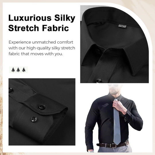 🎊Christmas sale - 50% Off🎊Men's Silky Wrinkle Resistant Solid Color Stretch Shirt