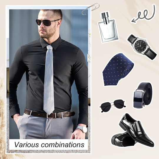 🎊Christmas sale - 50% Off🎊Men's Silky Wrinkle Resistant Solid Color Stretch Shirt