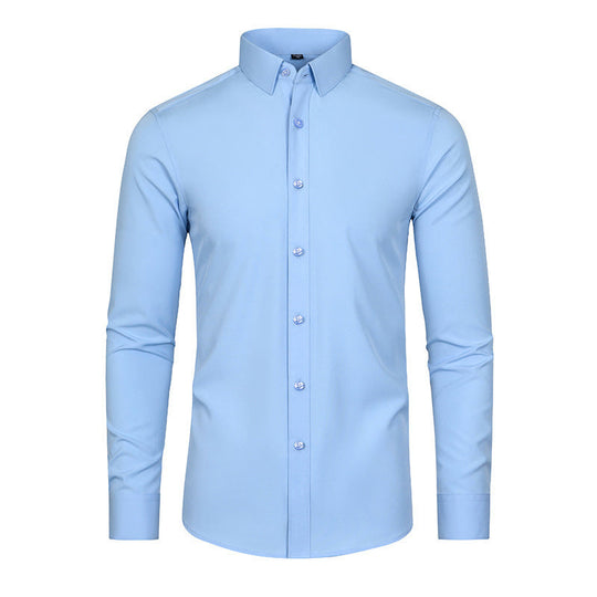 🎊Christmas sale - 50% Off🎊Men's Silky Wrinkle Resistant Solid Color Stretch Shirt