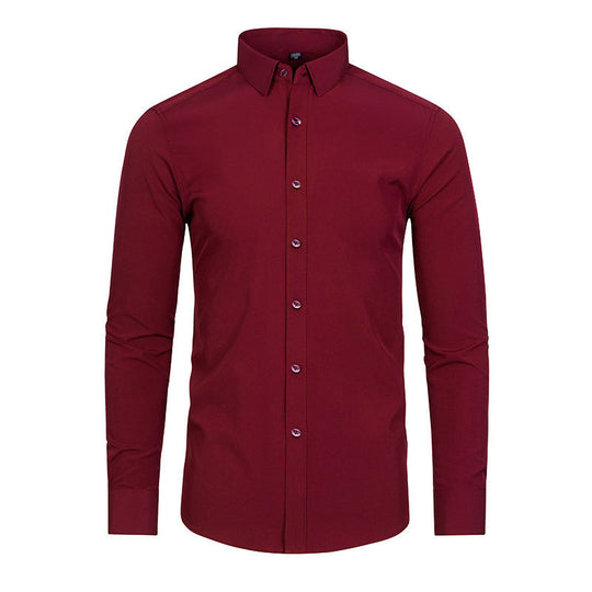 🎊Christmas sale - 50% Off🎊Men's Silky Wrinkle Resistant Solid Color Stretch Shirt