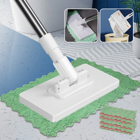 Disposable Dust Mop with 4 Reusable ClothsLightweight Floor Dusting Mop For Hardwood Tile Floors