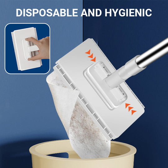 Disposable Dust Mop with 4 Reusable ClothsLightweight Floor Dusting Mop For Hardwood Tile Floors