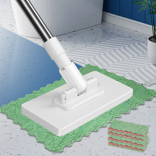 Disposable Dust Mop with 4 Reusable ClothsLightweight Floor Dusting Mop For Hardwood Tile Floors