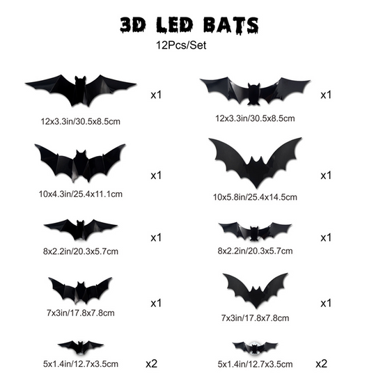 🎃HALLOWEEN PRE-SALE 50%OFF👻Halloween 3D Lighted Bats🦇Ultra-realistic 3D design for maximum scare effect