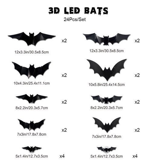 🎃HALLOWEEN PRE-SALE 50%OFF👻Halloween 3D Lighted Bats🦇Ultra-realistic 3D design for maximum scare effect