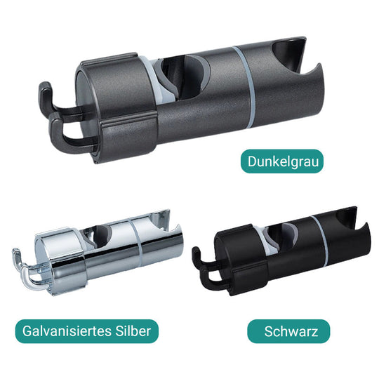 Hole-free shower head bracket with sliding sleeve, adjustable height rod, hook and mounting bracket for shower unit and shower head