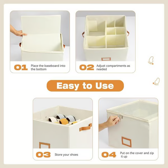 🏆LIMITED TIME 50% OFF! 🔥Fabric Shoe Organizer Storage Box – Foldable, Large Capacity, Dustproof & Breathable for Closet & Bedroom