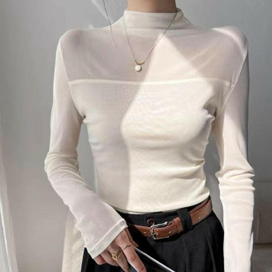 🖤Black Friday Sale:50% OFF🖤🎉Women's Sparkle Mesh Sheer Long Sleeve Ruched Top🌸