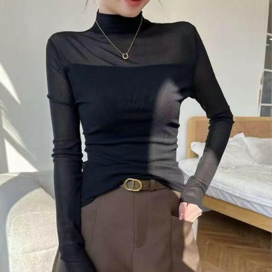 🖤Black Friday Sale:50% OFF🖤🎉Women's Sparkle Mesh Sheer Long Sleeve Ruched Top🌸
