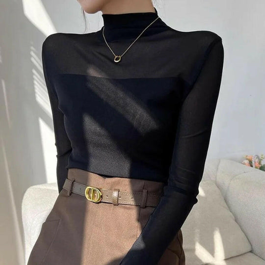 🖤Black Friday Sale:50% OFF🖤🎉Women's Sparkle Mesh Sheer Long Sleeve Ruched Top🌸
