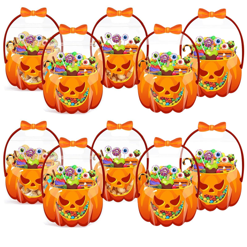 🥳2026 BESTSELLER🥳 Halloween Treat Bags – Pumpkin Design, Resealable Zipper – Easy Carry Handle – 10-Pack – Ideal for Trick-or-Treat & Parties! 🛡️💨