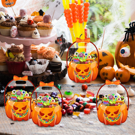 🥳2026 BESTSELLER🥳 Halloween Treat Bags – Pumpkin Design, Resealable Zipper – Easy Carry Handle – 10-Pack – Ideal for Trick-or-Treat & Parties! 🛡️💨