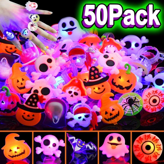 🔥🎃Spooky Season Hot Sale 40% OFF‼️✨LED Light Halloween Glowing Ring 💍| Flashing Light‑Up Party Favor for Halloween Night👻