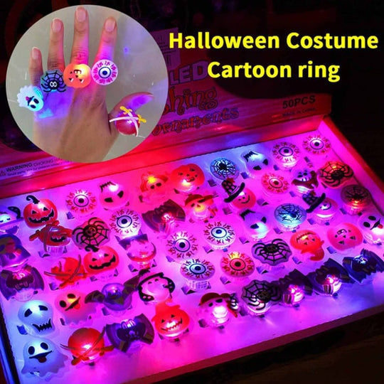 🔥🎃Spooky Season Hot Sale 40% OFF‼️✨LED Light Halloween Glowing Ring 💍| Flashing Light‑Up Party Favor for Halloween Night👻