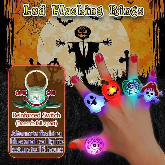 🔥🎃Spooky Season Hot Sale 40% OFF‼️✨LED Light Halloween Glowing Ring 💍| Flashing Light‑Up Party Favor for Halloween Night👻