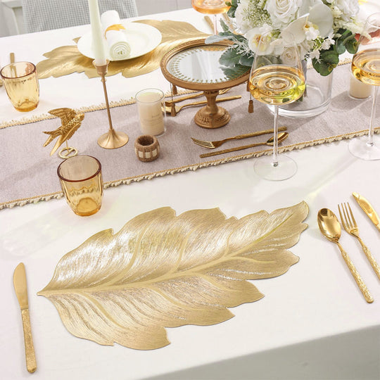 Heat-Resistant 3D Gold Leaf Dining Placemat