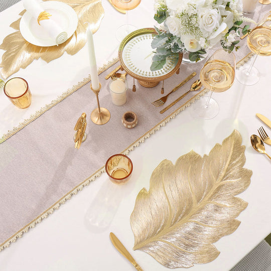 Heat-Resistant 3D Gold Leaf Dining Placemat