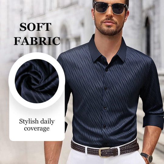 Men's Casual Long-Sleeve Shirt: No Stiff Vibes, Breathable Cotton for Work & Weekends