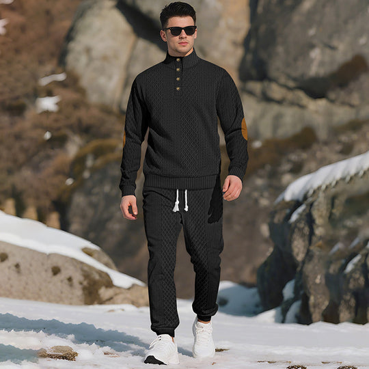 🔥 LAST DAY PROMOTION - 50%OFF 🔥 Casual Jacquard Stand Collar Top and Elastic Cuff Pants