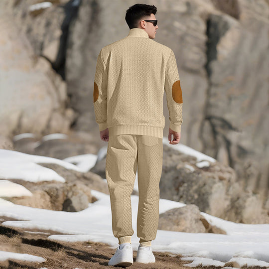 🔥 LAST DAY PROMOTION - 50%OFF 🔥 Casual Jacquard Stand Collar Top and Elastic Cuff Pants