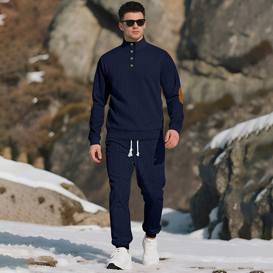 🔥 LAST DAY PROMOTION - 50%OFF 🔥 Casual Jacquard Stand Collar Top and Elastic Cuff Pants