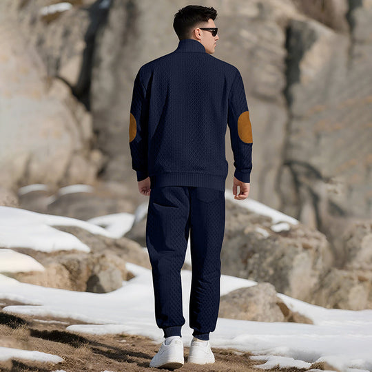 🔥 LAST DAY PROMOTION - 50%OFF 🔥 Casual Jacquard Stand Collar Top and Elastic Cuff Pants