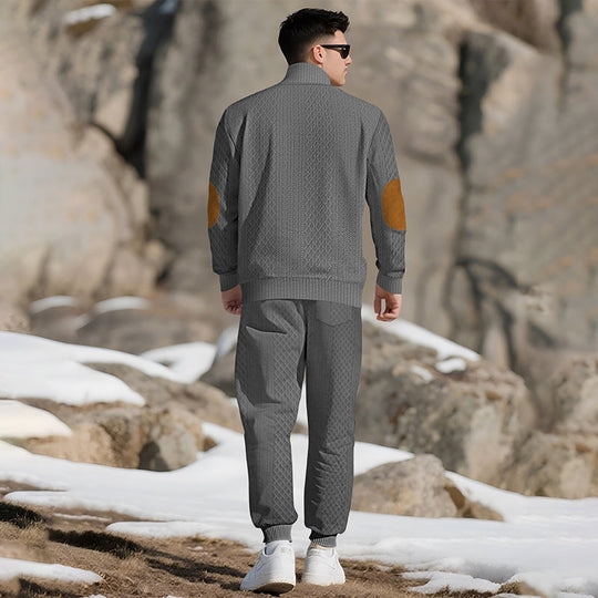 🔥 LAST DAY PROMOTION - 50%OFF 🔥 Casual Jacquard Stand Collar Top and Elastic Cuff Pants