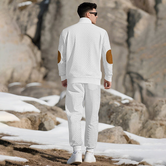 🔥 LAST DAY PROMOTION - 50%OFF 🔥 Casual Jacquard Stand Collar Top and Elastic Cuff Pants