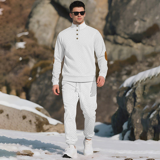 🔥 LAST DAY PROMOTION - 50%OFF 🔥 Casual Jacquard Stand Collar Top and Elastic Cuff Pants