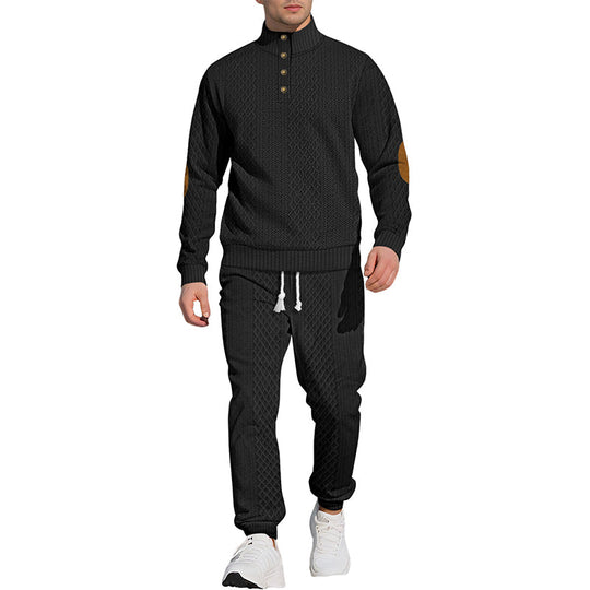 🔥 LAST DAY PROMOTION - 50%OFF 🔥 Casual Jacquard Stand Collar Top and Elastic Cuff Pants