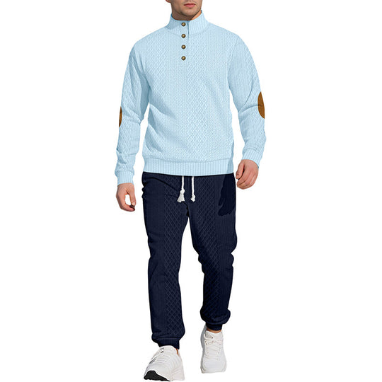 🔥 LAST DAY PROMOTION - 50%OFF 🔥 Casual Jacquard Stand Collar Top and Elastic Cuff Pants