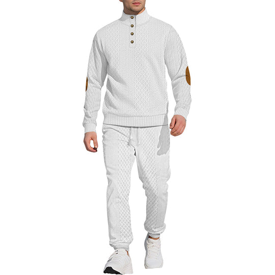 🔥 LAST DAY PROMOTION - 50%OFF 🔥 Casual Jacquard Stand Collar Top and Elastic Cuff Pants