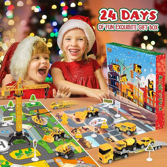 🎁Christmas Gift 40%OFF！！！🚗Kids Advent Calendar for Boys: Alloy Construction Engineering Vehicle Toy Sets