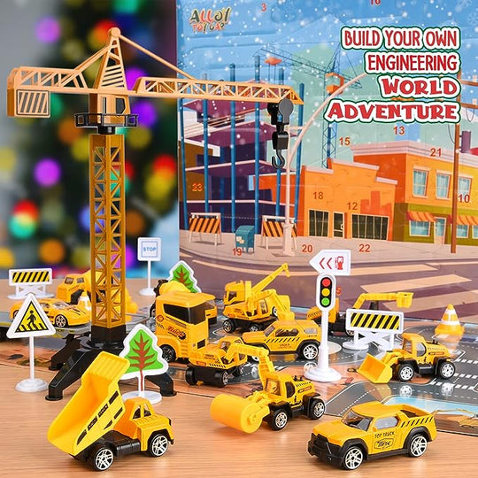🎁Christmas Gift 40%OFF！！！🚗Kids Advent Calendar for Boys: Alloy Construction Engineering Vehicle Toy Sets
