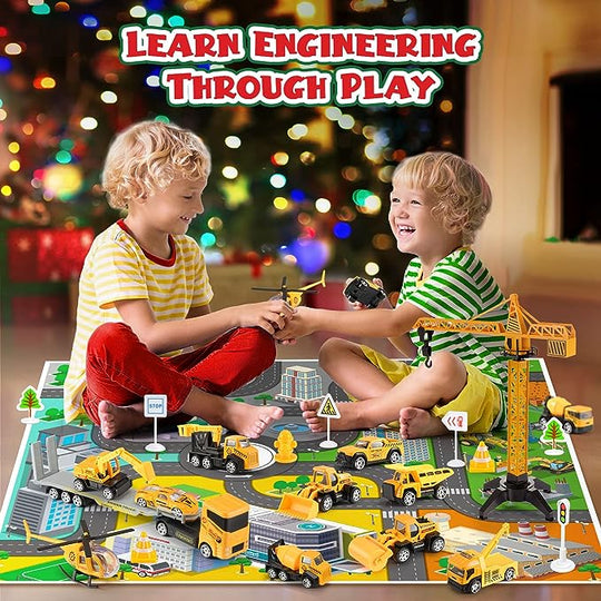 🎁Christmas Gift 40%OFF！！！🚗Kids Advent Calendar for Boys: Alloy Construction Engineering Vehicle Toy Sets