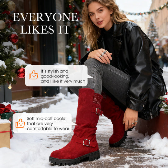 👢✨Pull On & Go | Women's Slouchy Faux Suede Mid-Calf Boots Free shipping