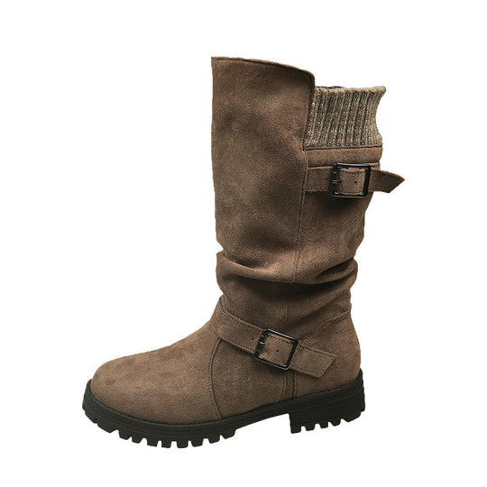 👢✨Pull On & Go | Women's Slouchy Faux Suede Mid-Calf Boots Free shipping