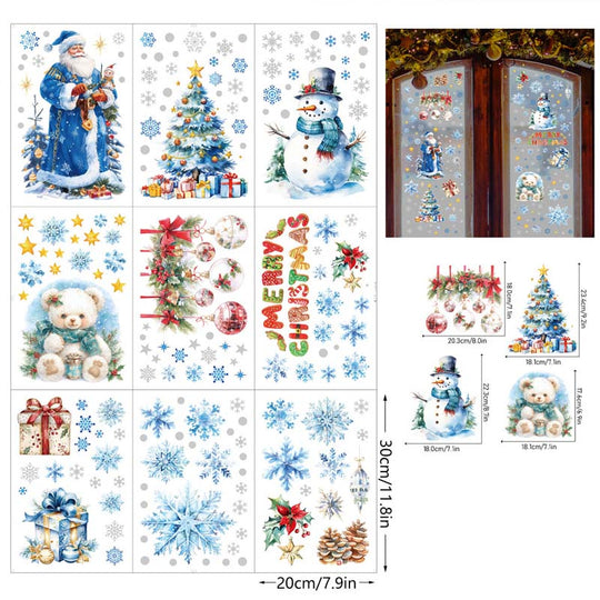 🎊Christmas sale 50% Off🎊Christmas-Themed Glittering Window Stickers 9 PCS Set