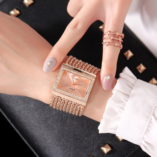 🖤Black Friday Sale:50% OFF🖤Ladies Rhinestone Quartz Square Watch