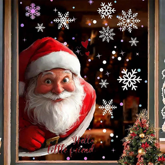 🎊Christmas sale - 50% Off🎊Christmas Santa & Snowflake Window Sticker