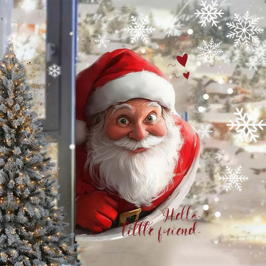 🎊Christmas sale - 50% Off🎊Christmas Santa & Snowflake Window Sticker