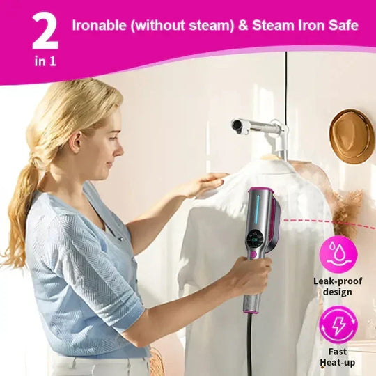 2026 HOT SALE🏆Steam Iron & Steamer 2-in-1 – Kills 99.99% mites & bacteria. 5s preheat, 150ml tank. Ceramic plate, even heat. Safe for silk to cotton. Your fabric care essential.