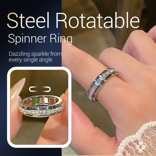 🖤Black Friday Sale:50% OFF🖤Titanium Steel Rotatable Spinner Ring with Zirconia