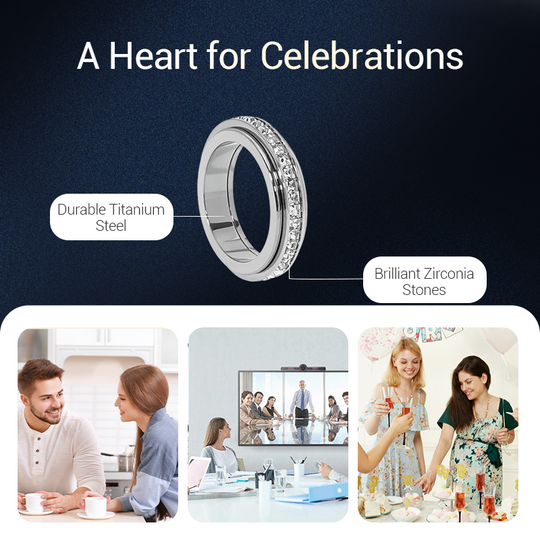 🖤Black Friday Sale:50% OFF🖤Titanium Steel Rotatable Spinner Ring with Zirconia