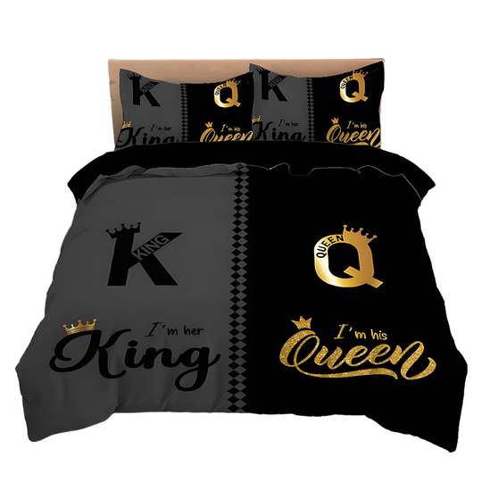 👑3-Piece "King & Queen" Couple's Duvet Cover Set